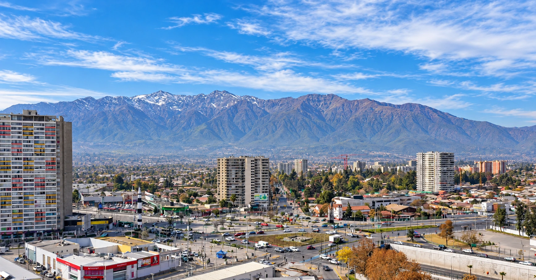 Vista urbana de La Florida con torres residenciales y cordillera